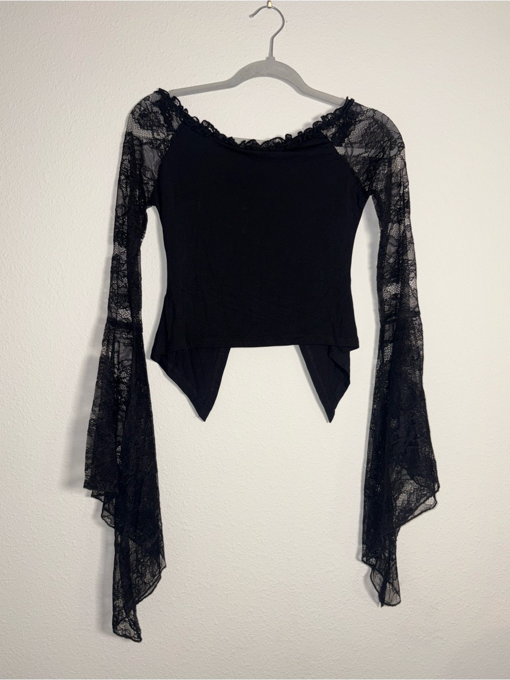 Dolls Kill Black Lace Bell Sleeve Corset Top - Picture 4 of 5